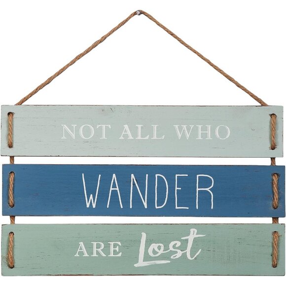 Not All Who Wander Are Lost Wall Decor Decorative Wood Plank Sign 17” x 9.75” - Picture 1 of 6